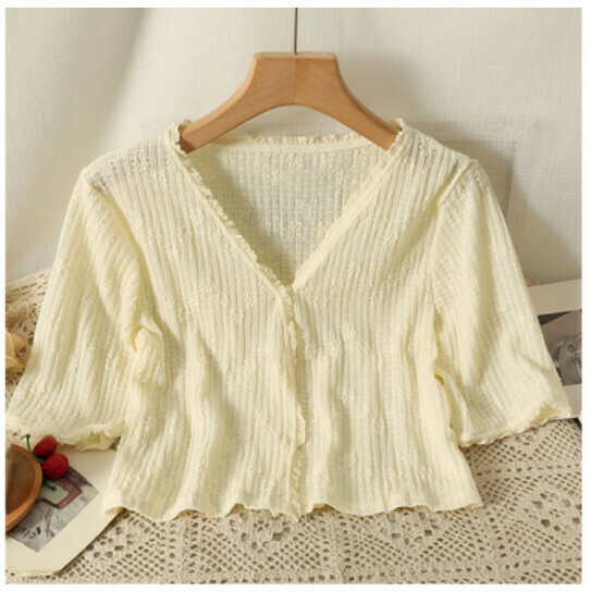SundressJacket Short Sunscreen Cardigan (Apricot) (One Size)