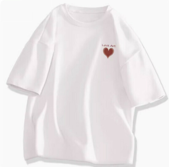 Hot selling short-sleeved cotton T-shirt [White (Aiyi Heart Chest Logo)] [S-2XL Size] (please contact customer service to confirm the delivery size after placing the order)
