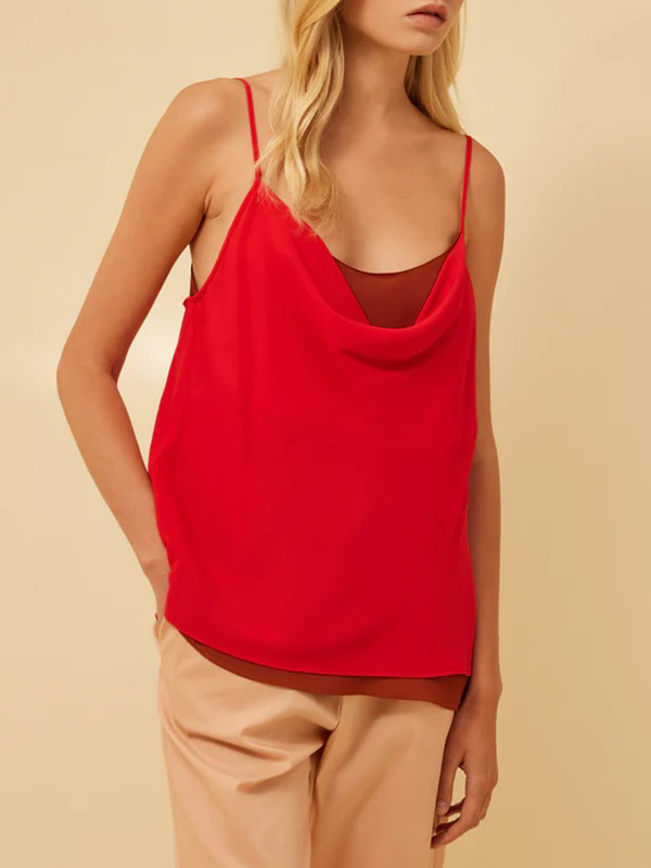 Semicouture 雙層細帶背心(橘紅)