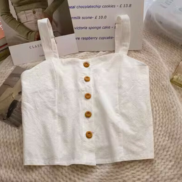 Summer cotton and linen short vest (white) [one size]