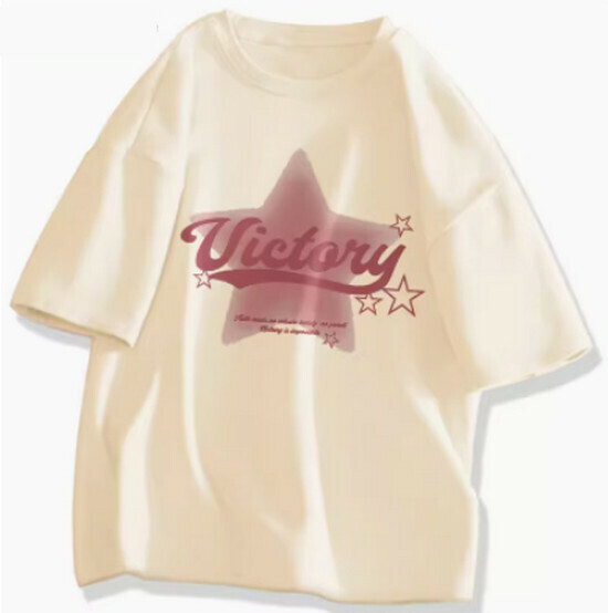 Hot selling short-sleeved cotton T-shirt [Milk White (Sweet Cool Star)] [S-2XL Size] (please contact customer service to confirm the delivery size after placing the order)