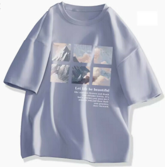 Hot selling short-sleeved cotton T-shirt [Light Blue (Arashiyama)] [S-2XL] (please contact customer service to confirm the delivery size after placing the order)