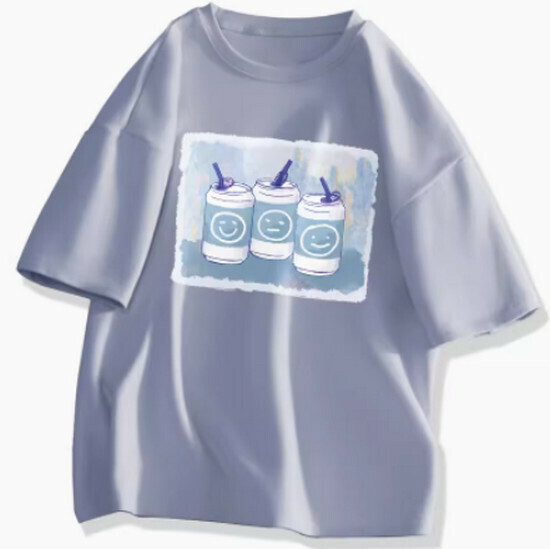 Hot selling short-sleeved cotton t-shirt [light blue (easy to open can)] [S-2XL] (please contact customer service to confirm the delivery size after placing the order)