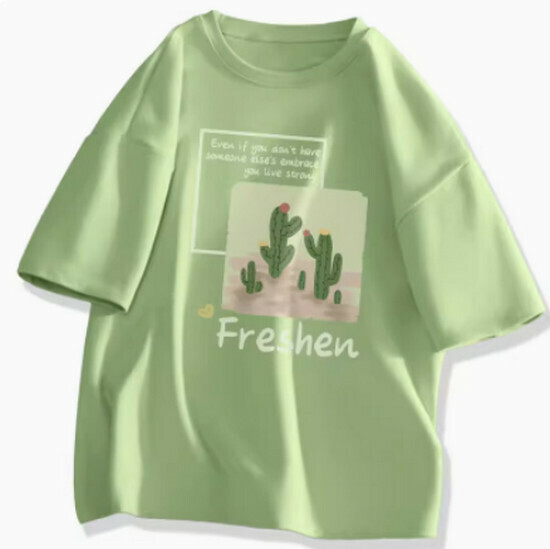 Hot selling short-sleeved cotton T-shirt [Fruit Green (Cactus)] [S-2XL Size] (please contact customer service to confirm the delivery size after placing the order)