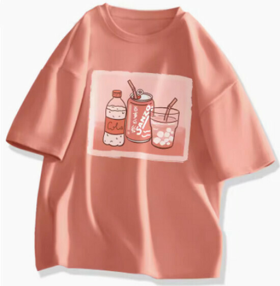Hot selling short-sleeved cotton T-shirt [orange pink (ice soda)] [S-2XL] (please contact customer service to confirm the delivery size after placing the order)