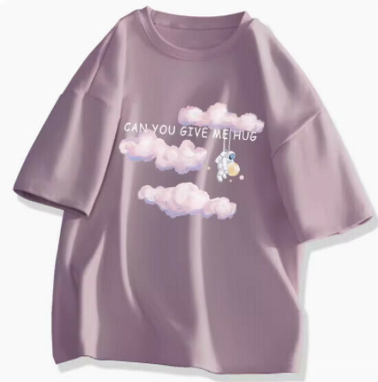 Hot selling short-sleeved cotton T-shirt [Xiangyun Purple (Clouds in Space)] [S-2XL size] (please contact customer service to confirm the delivery size after placing the order)