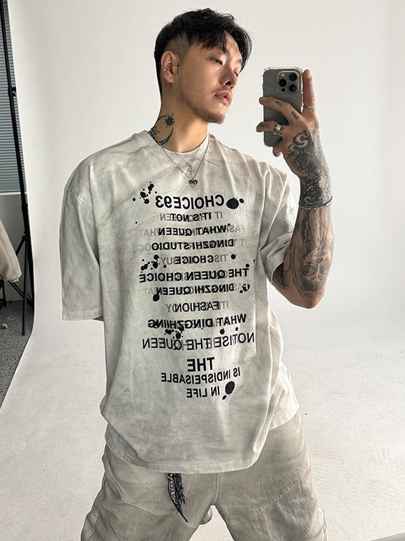 復古水洗選擇寬鬆短袖T恤