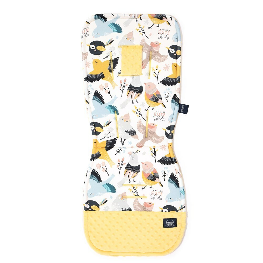 La Millou波蘭 Jersey豆豆推車坐墊｜可愛鳥語｜清恬芒果黃