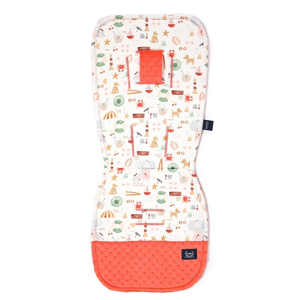 La Millou波蘭 Jersey豆豆推車坐墊｜海灘小象(紅)｜粉橘小太陽