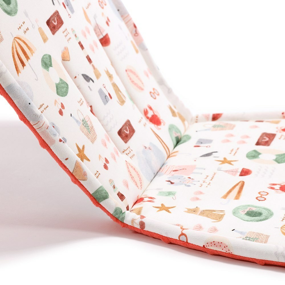 La Millou波蘭 Jersey豆豆推車坐墊｜海灘小象(紅)｜粉橘小太陽