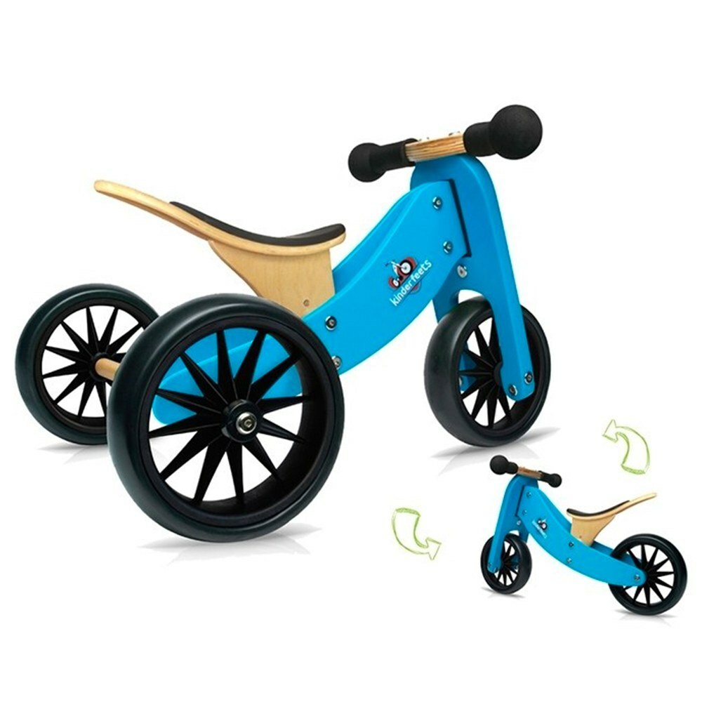 Kinderfeets美國 木製平衡滑步車/教具車初心者三輪系列｜藍勇士