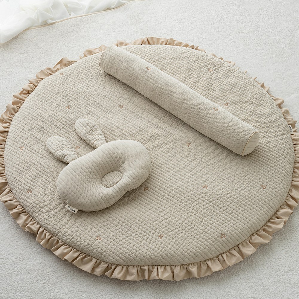 lolbaby韓國 3D立體純棉造型嬰兒枕｜兔兔(米)