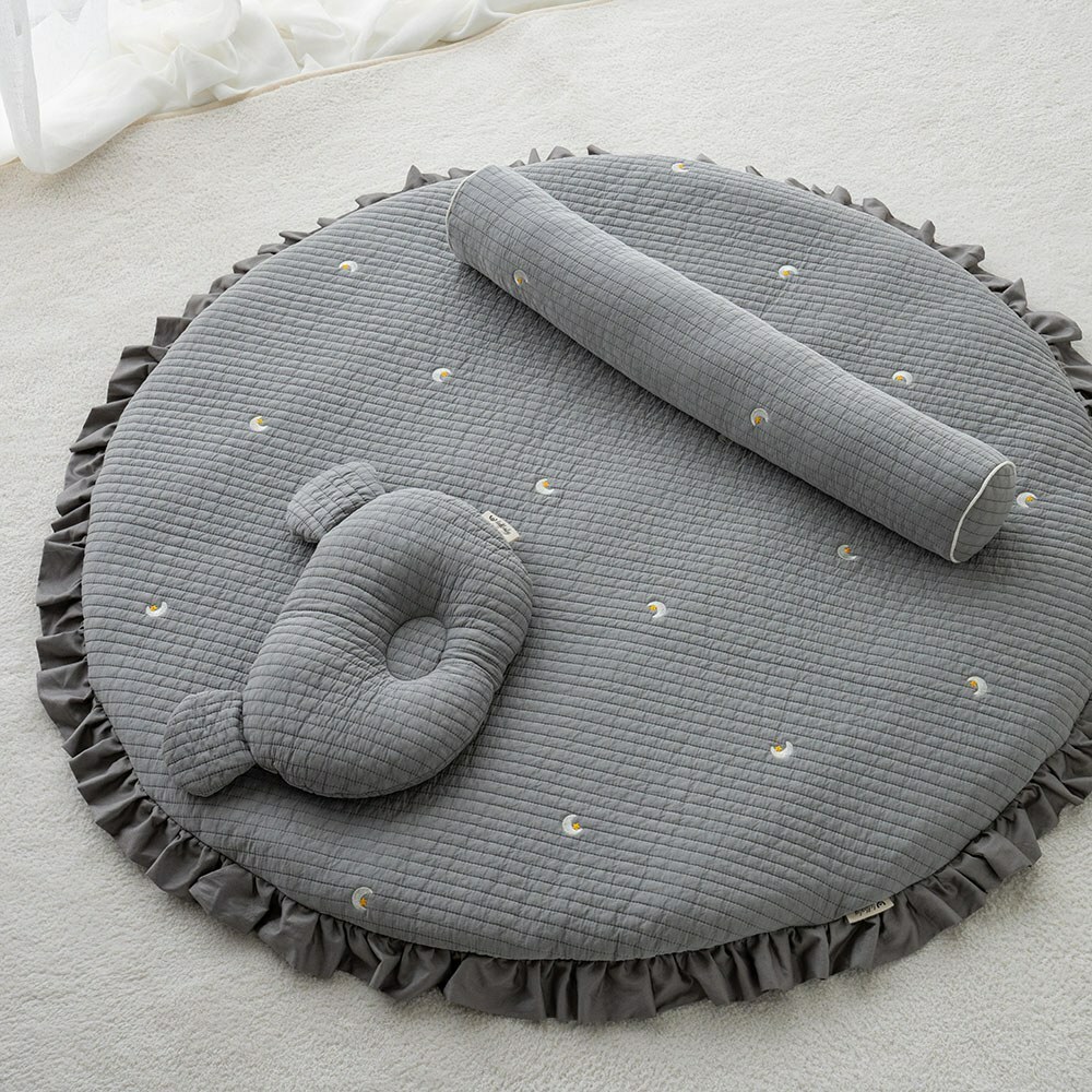 lolbaby韓國 3D立體純棉造型嬰兒枕｜熊熊(灰)