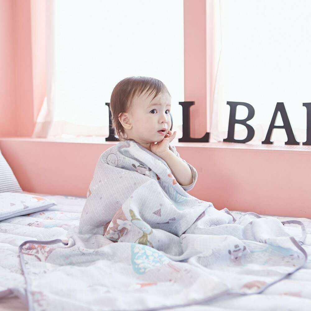 lolbaby韓國 Rayon防靜電輕薄柔軟三合一枕被床墊組｜夢幻藍森林