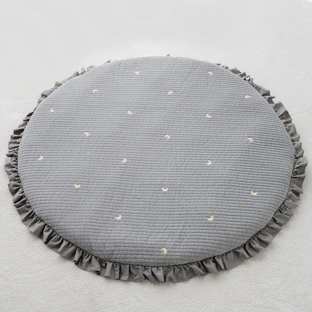 lolbaby韓國 3D立體純棉圓形墊刺繡款｜星月灰