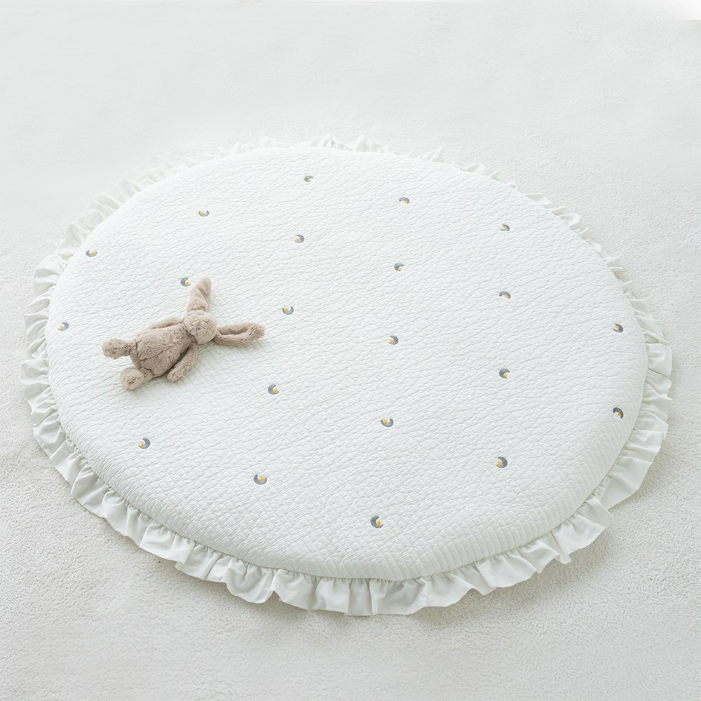 lolbaby韓國 3D立體純棉圓形墊刺繡款｜星月白