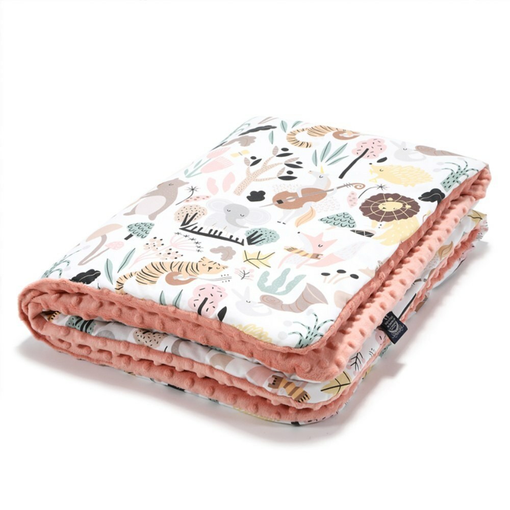 La Millou波蘭 暖膚豆豆毯｜動物交響樂｜果漾蜜桃粉