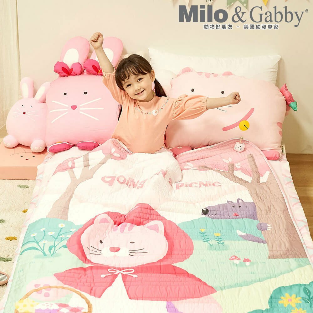 Milo&Gabby美國 小童加大款輕柔舒適天絲莫代爾棉被輕薄款(110x140cm)｜小紅帽貓咪
