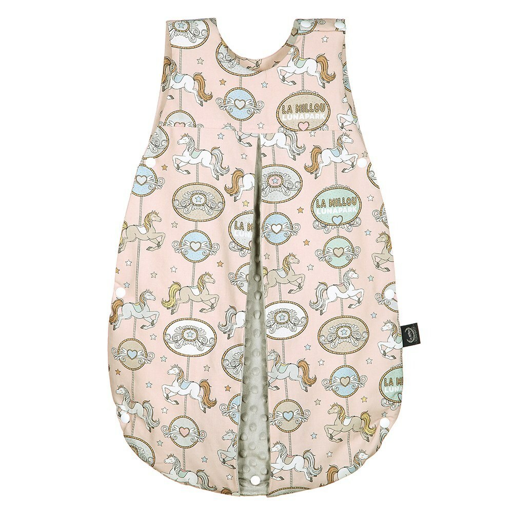 La Millou波蘭 豆豆防踢被/防踢背心分腿扣(70cm)｜旋轉小木馬(粉底)｜牛奶星空灰