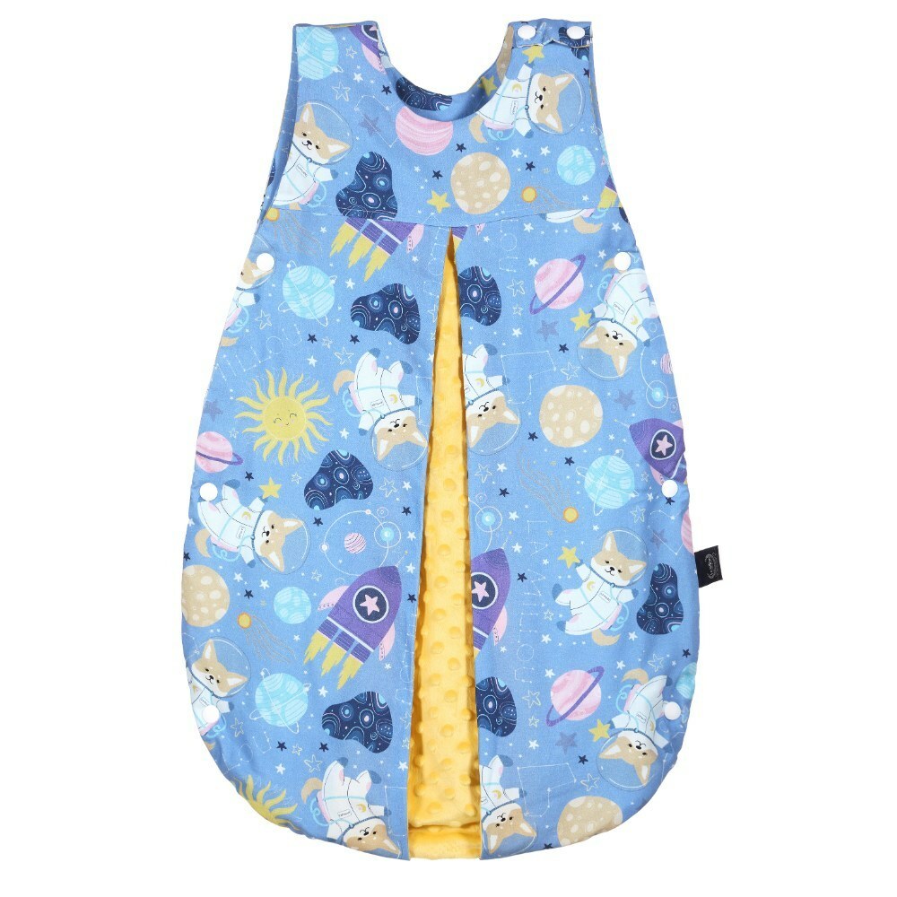 La Millou波蘭 豆豆防踢被/防踢背心分腿扣(70cm)｜星空胖柯基(藍底)｜清恬芒果黃