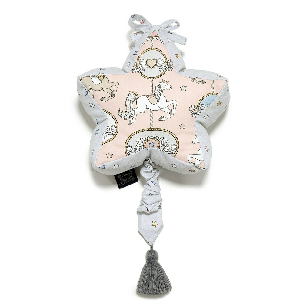 La Millou波蘭 拉米洛北歐風星星音樂盒/床頭音樂鈴｜旋轉小木馬(粉底)