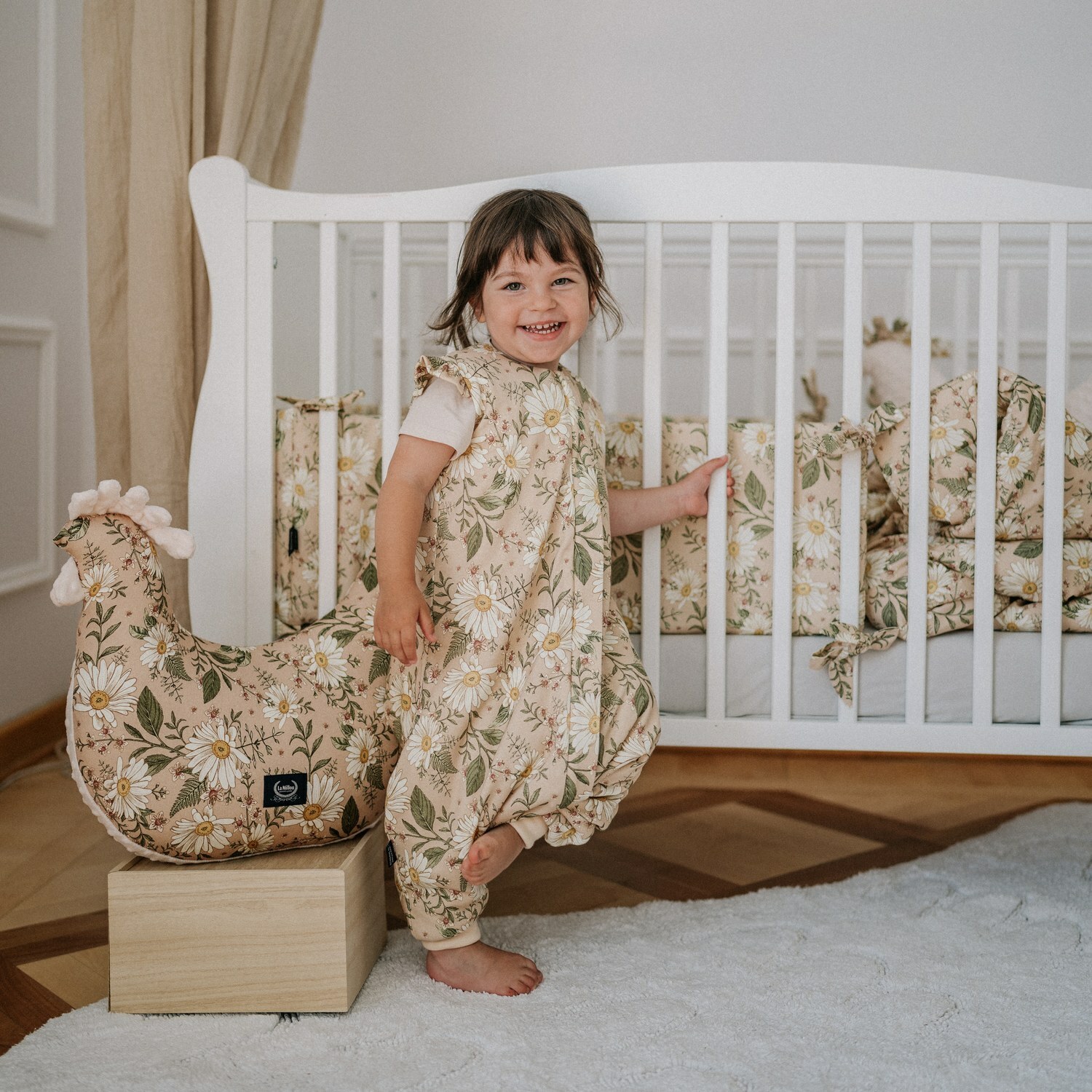 La Millou波蘭 有機棉防踢被/防踢睡袋分腿褲(78cm)(1~2.5y)｜兔兔演奏家(藍)