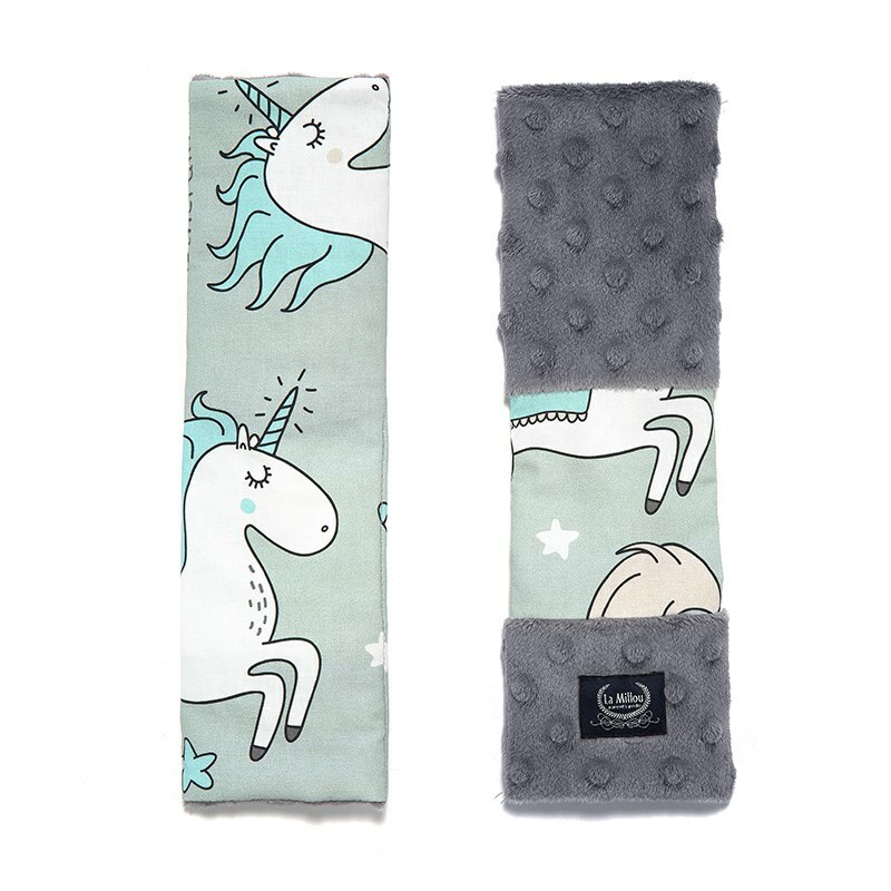 La Millou波蘭 豆豆安全帶保護套｜童話獨角獸(綠底)｜銀河星空灰