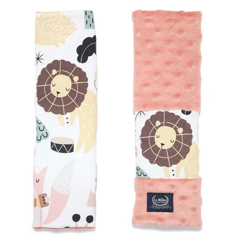 La Millou波蘭 豆豆安全帶保護套｜動物交響樂｜果漾蜜桃粉