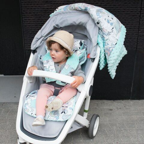 La Millou波蘭 豆豆安全帶保護套｜藍莓小刺蝟｜雲朵白