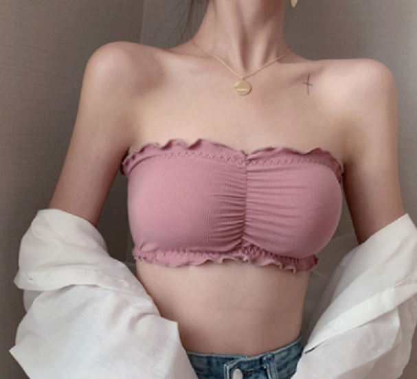 激抵無肩帶抹胸胸圍(少女粉）（尺碼:均碼)