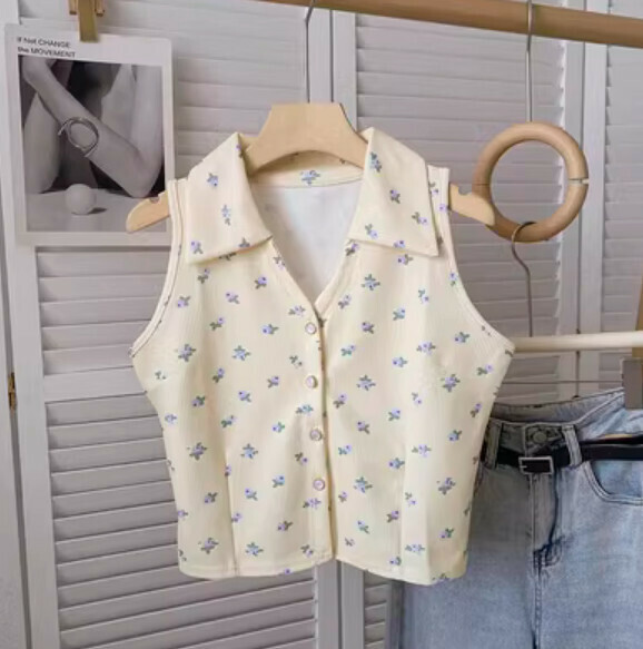 Summer floral lapel vest (apricot) [one size]
