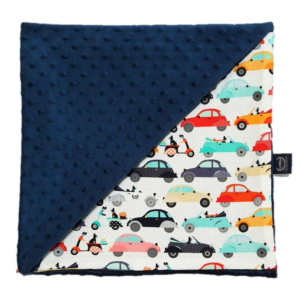 La Millou波蘭 單面巧柔豆豆毯｜法鬥噗噗車｜勇氣海軍藍