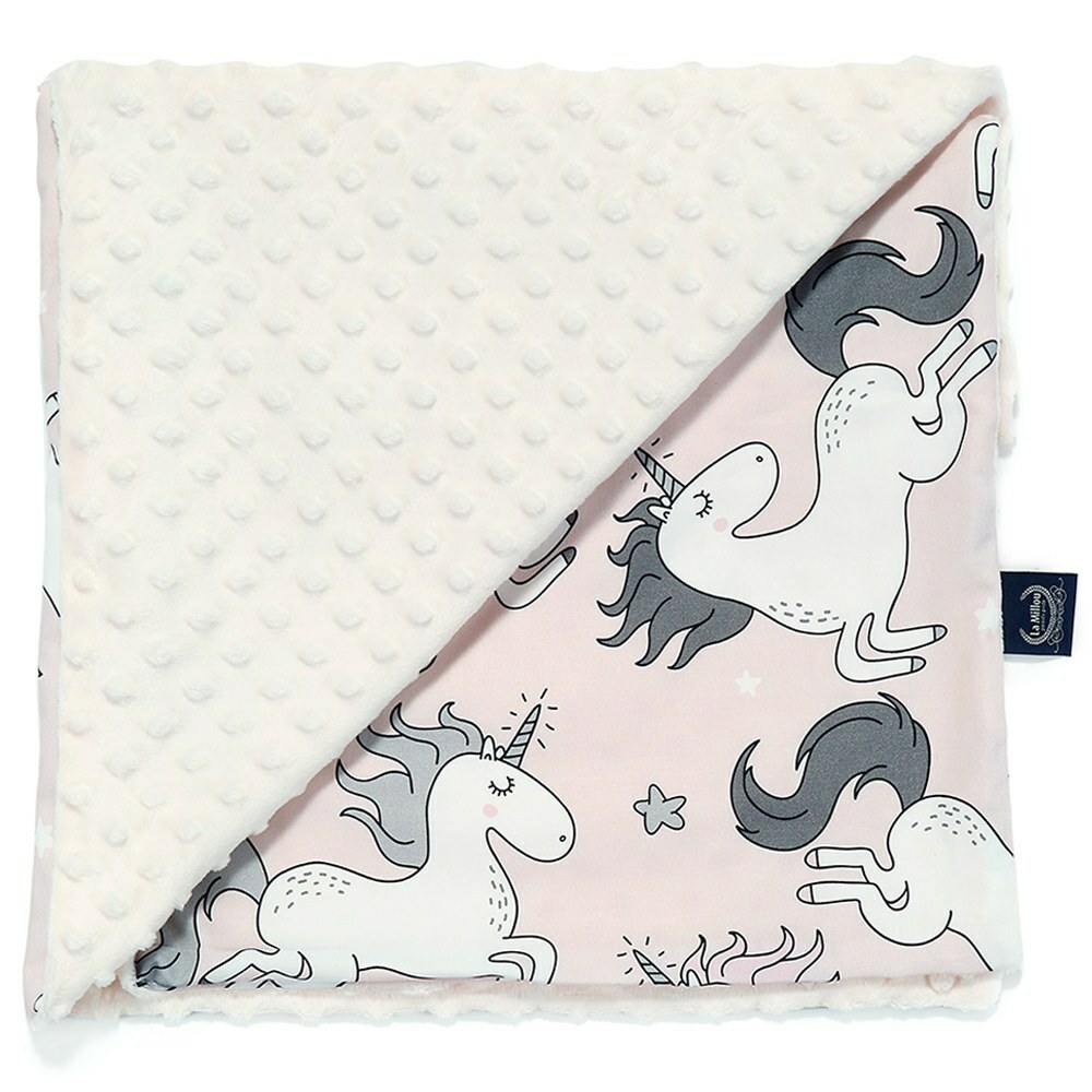 La Millou波蘭 單面巧柔豆豆毯｜童話獨角獸｜雲朵白