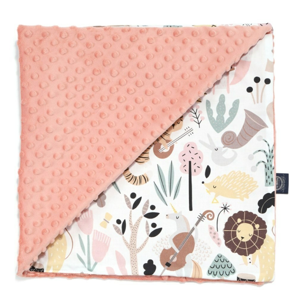 La Millou波蘭 單面巧柔豆豆毯｜動物交響樂｜果漾蜜桃粉