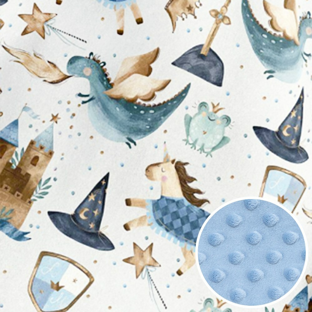 La Millou波蘭 單面巧柔豆豆毯｜仙履奇緣(藍底)｜哥倫比亞藍