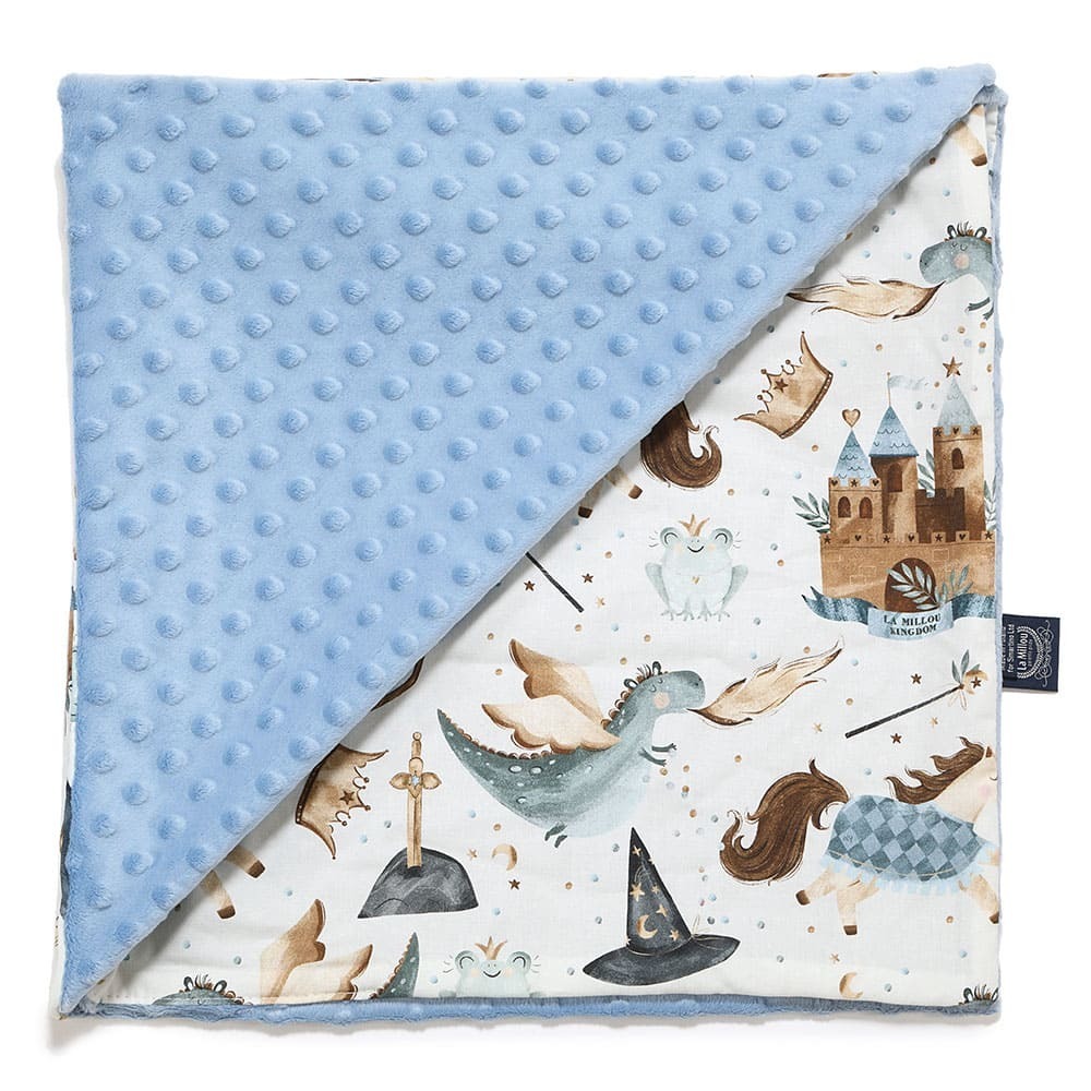 La Millou波蘭 單面巧柔豆豆毯｜仙履奇緣(藍底)｜哥倫比亞藍