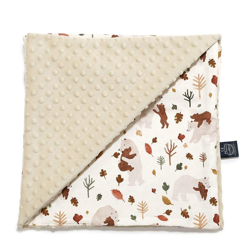 La Millou波蘭 單面巧柔豆豆毯｜暖心抱抱熊｜伊莉沙白