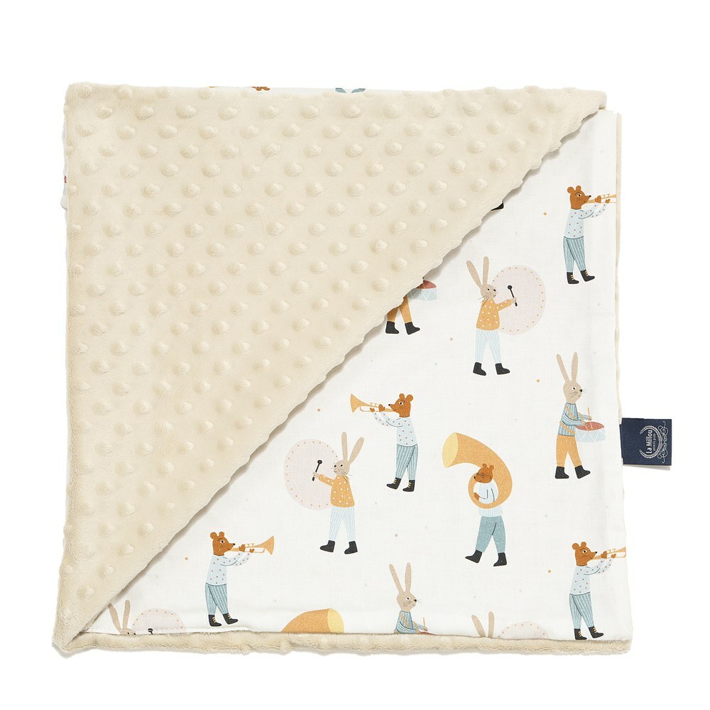 La Millou 單面巧柔豆豆毯｜兔兔演奏家(藍)｜伊莉沙白