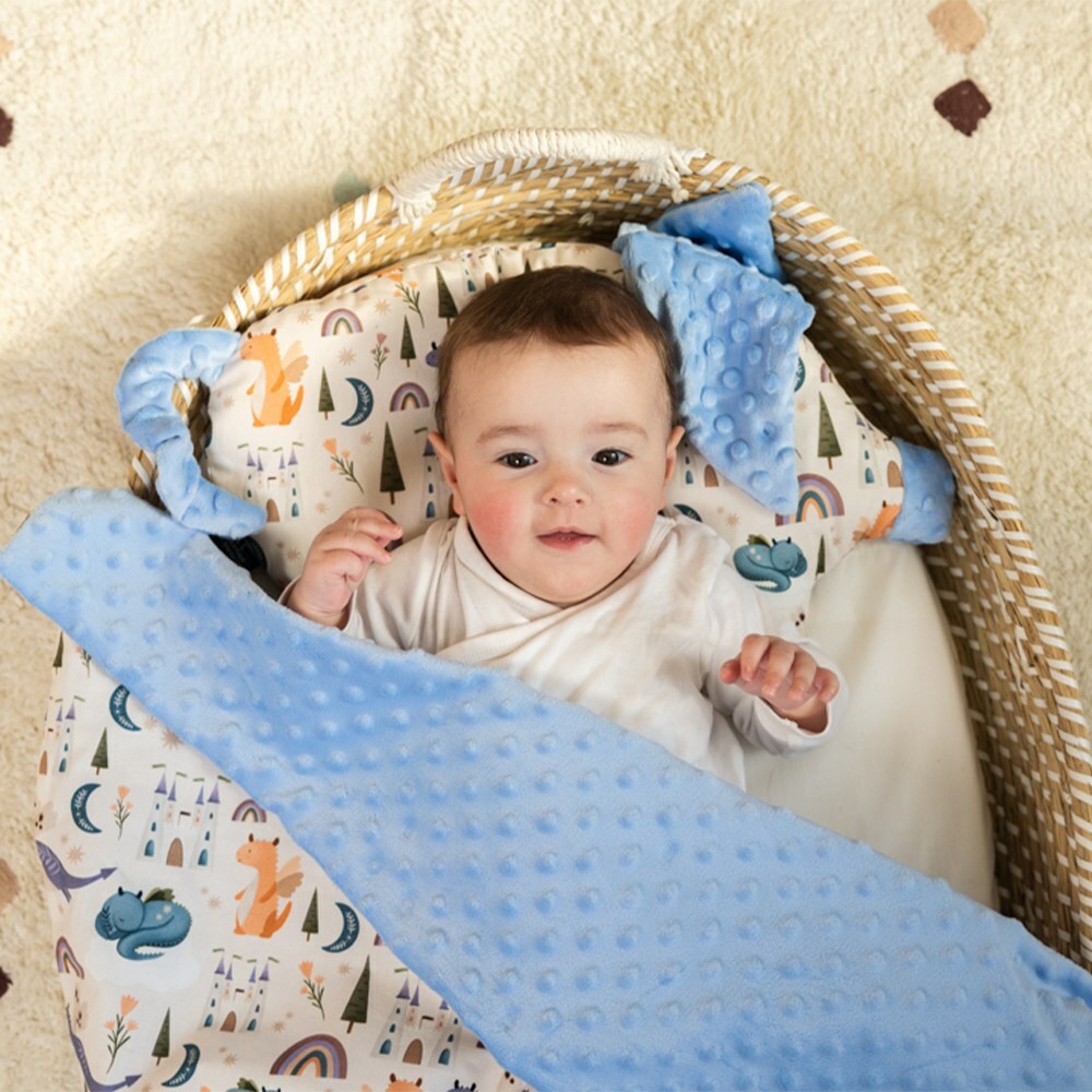 La Millou波蘭 單面巧柔豆豆毯｜肚肚胖火龍｜蒙地卡羅藍