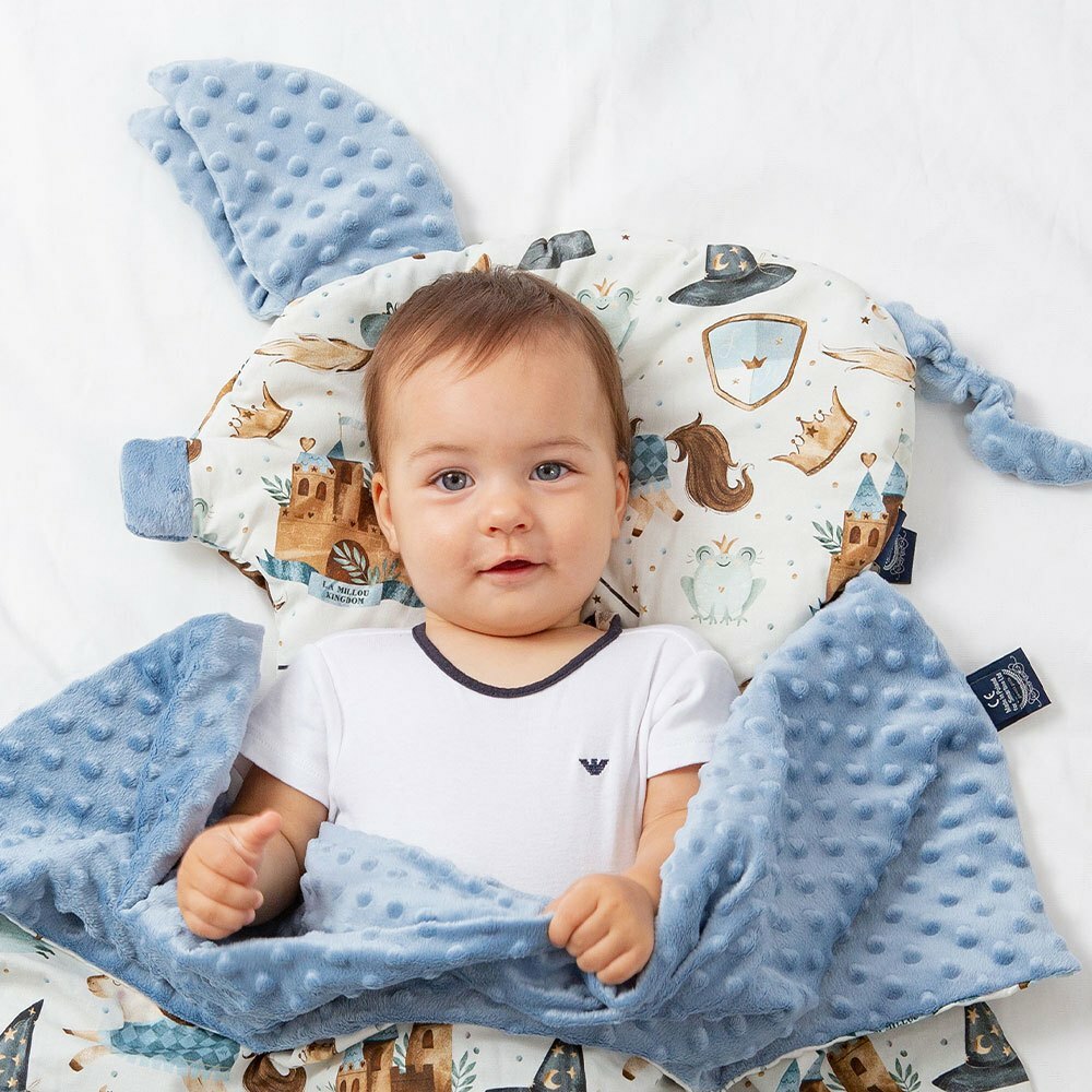 La Millou波蘭 豆豆小豬枕｜仙履奇緣(藍底)｜哥倫比亞藍