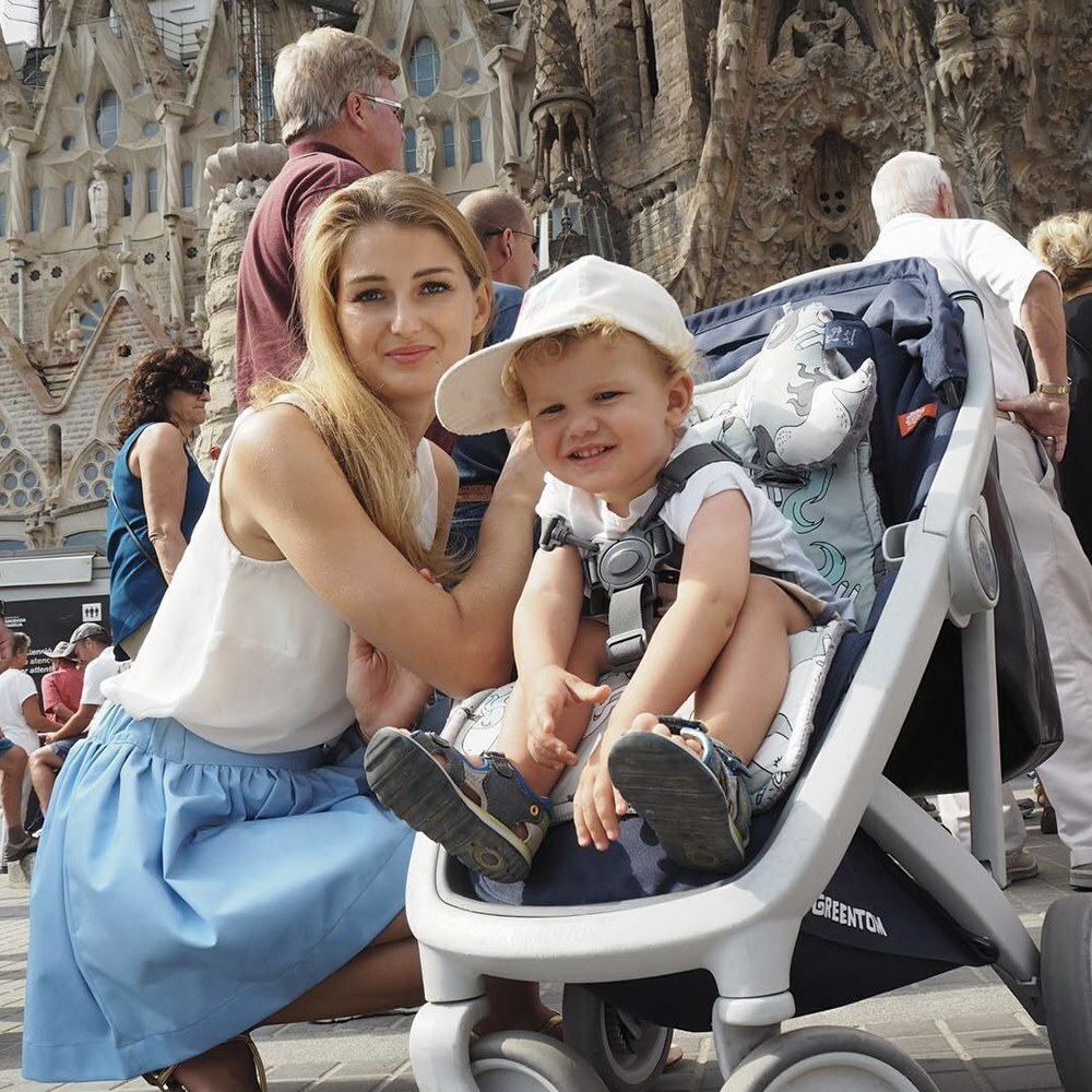 La Millou波蘭 豆豆推車坐墊｜模特兒鴕鳥(黑底)｜雲朵白