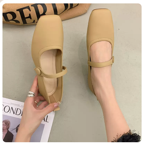 Women's Vintage Low Heeled Mary Jane Single Shoes (Khaki/Size 35-40) (Contact Customer Service to Confirm Shipping Size after Placing Order)