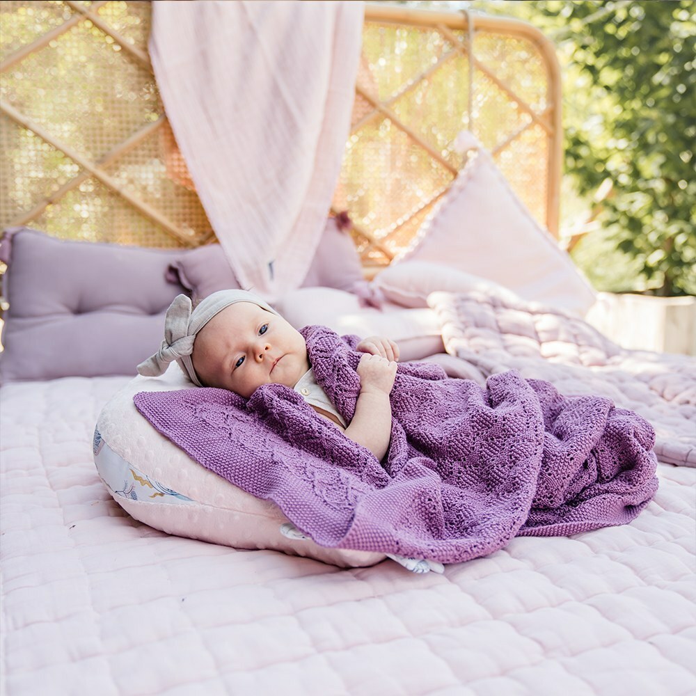 La Millou波蘭 Tender 100%純棉針織毯honey(80x90cm)｜葡萄紫