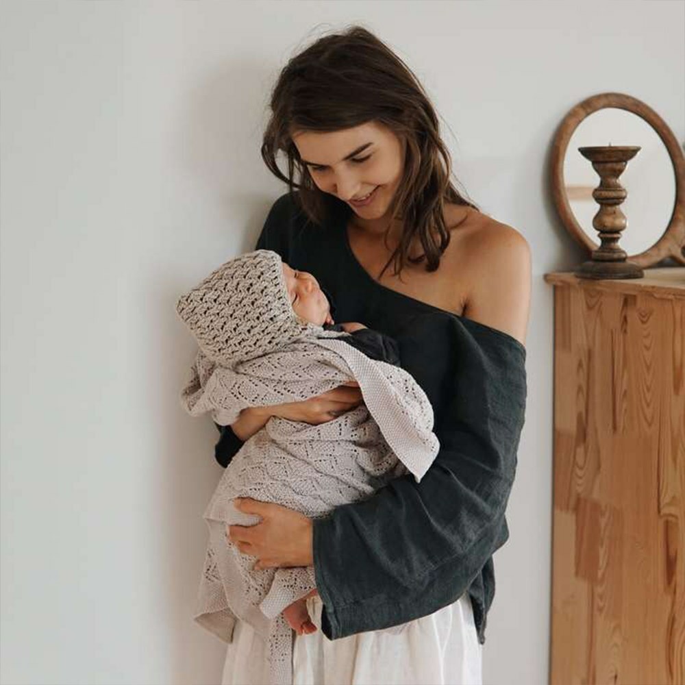 La Millou波蘭 Tender 100%純棉針織毯honey(80x90cm)｜牛仔藍