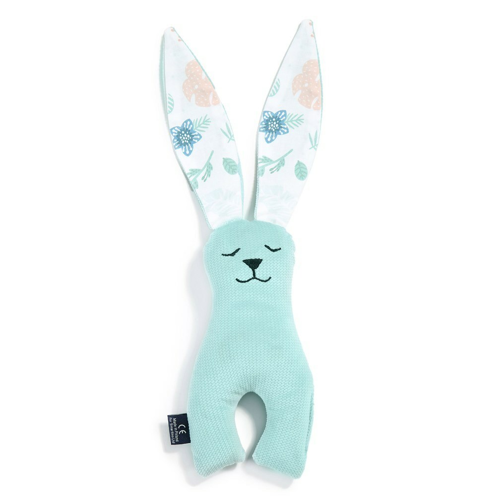 La Millou波蘭 Velvet頂級棉柔安撫兔雙耳花布M(23cm)｜舒柔粉綠