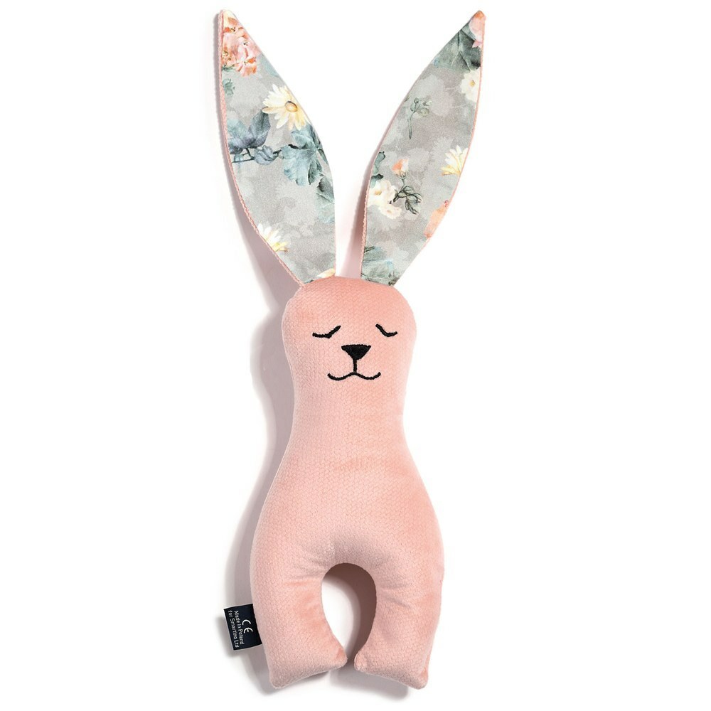 La Millou波蘭 Velvet頂級棉柔安撫兔雙耳花布M(23cm)｜舒柔嫩粉