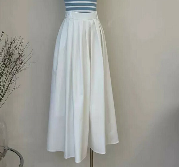 High-waisted midi skirt #Single piece (white) (M-4XL) (Contact customer service to confirm size after placing an order) 