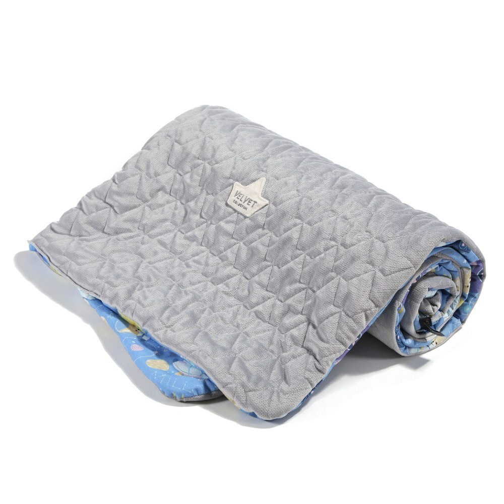 La Millou波蘭 Velvet頂級棉柔雙面柔柔毯加大｜星空胖柯基(藍底)｜舒柔深灰