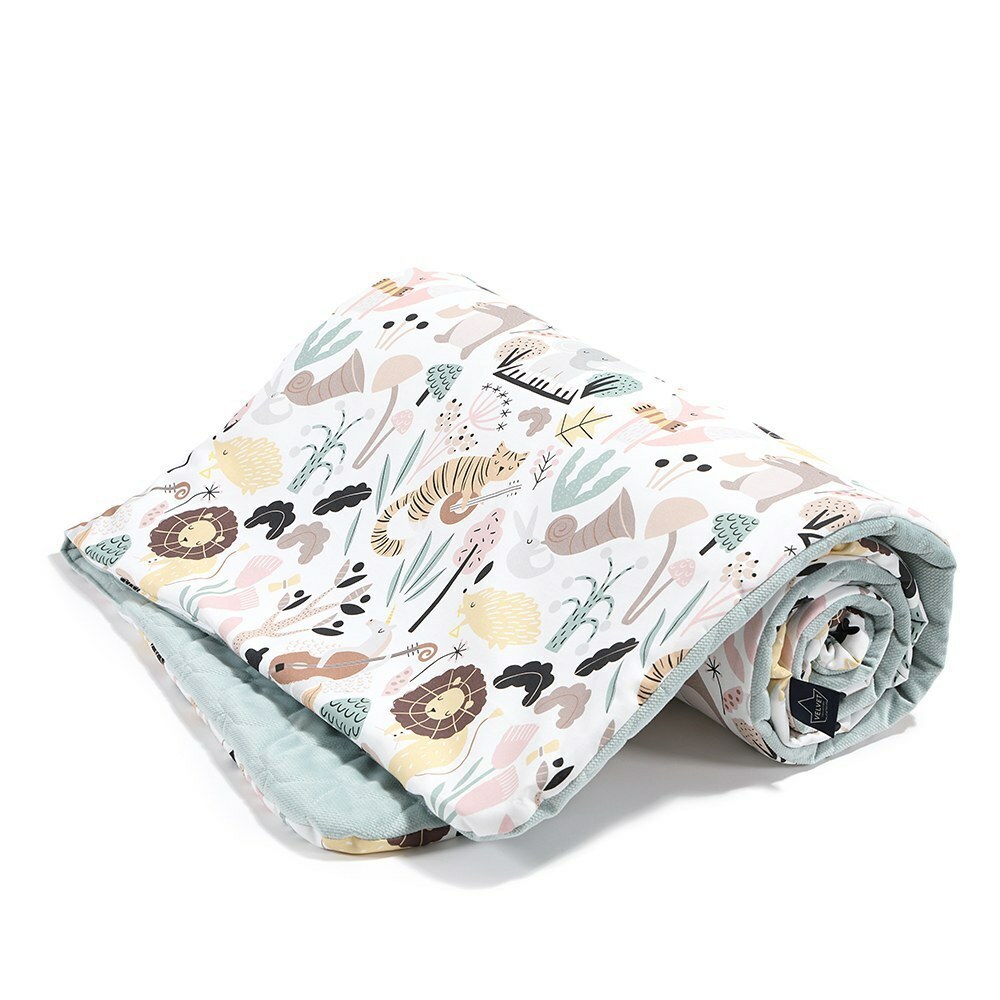 La Millou波蘭 Velvet頂級棉柔雙面柔柔毯加大｜動物交響樂｜舒柔燻綠