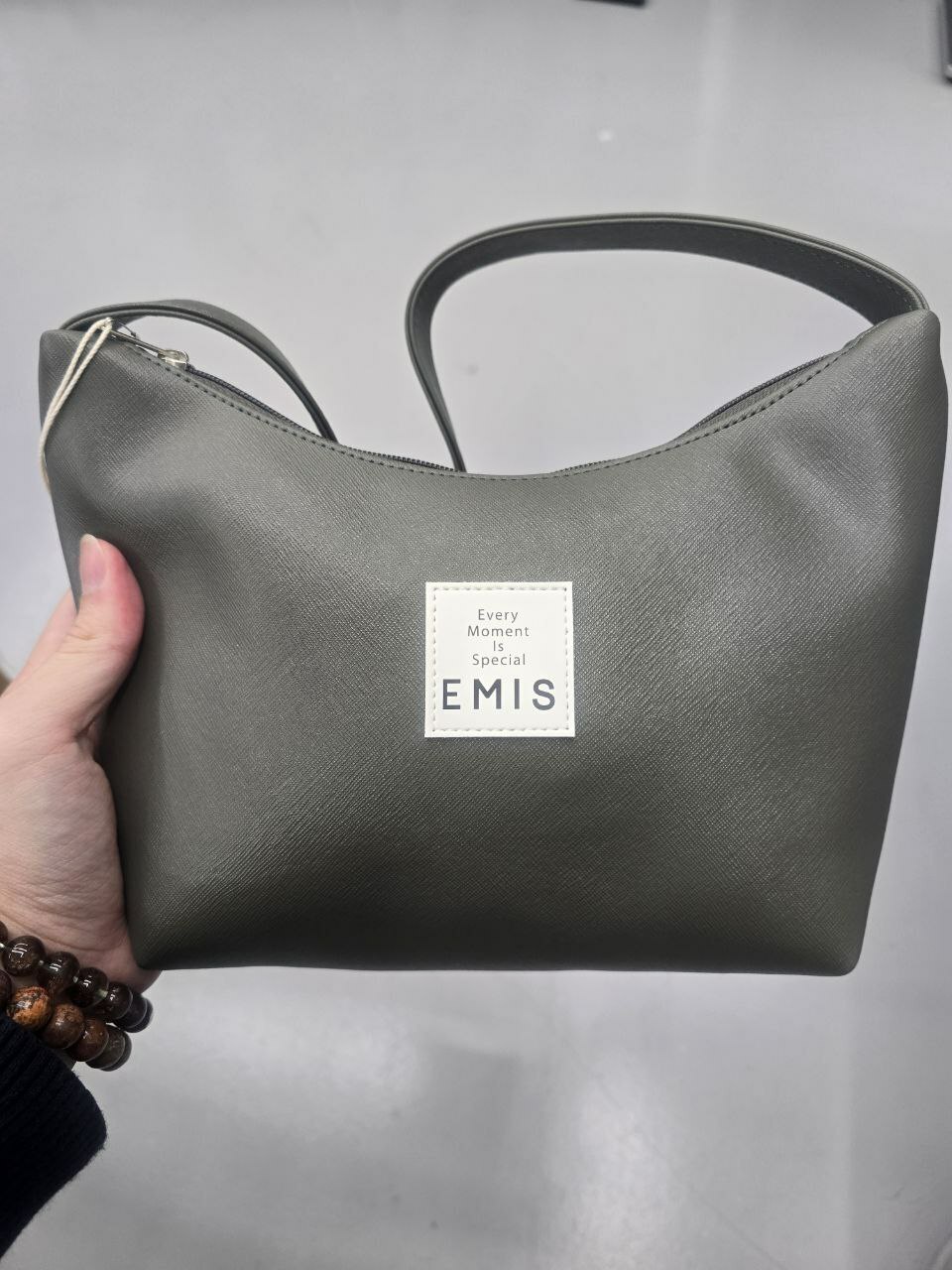 [S] EMIS NEW LEATHER HOBO BAG,GRAY KHAKI, 10112020001 [FINAL SALE] (SZZ382)